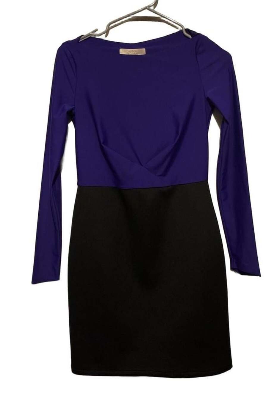 Aidan Mattox Colorblock Long Sleeve Dress Size 4 Purple  Black